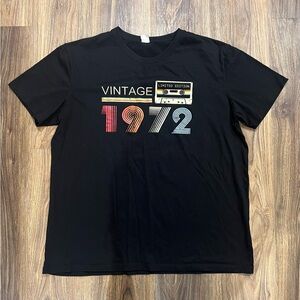 Vintage 1972 Graphic Tee | Limited Edition Cassette Birthday Shirt | Size XL
